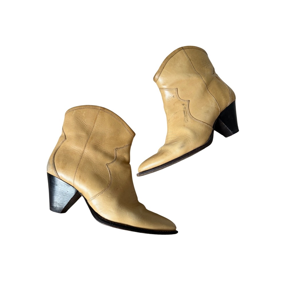 Isabel Marant Boots Darizo Leather Western Ankle Tan Pointed Toe Size EU 39
